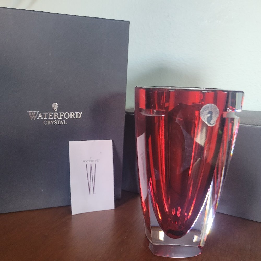 Waterford red vase - NEW in BOX. Never been used